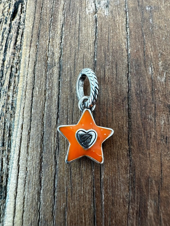Jewelry - Sterling Silver Orange Star Charm with Heart Accent